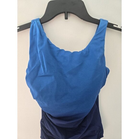 Lands End Blue Ombre Wireless Padded Cups One Piece Swimwear Beach Swimsuit 6 S - Picture 2 of 8